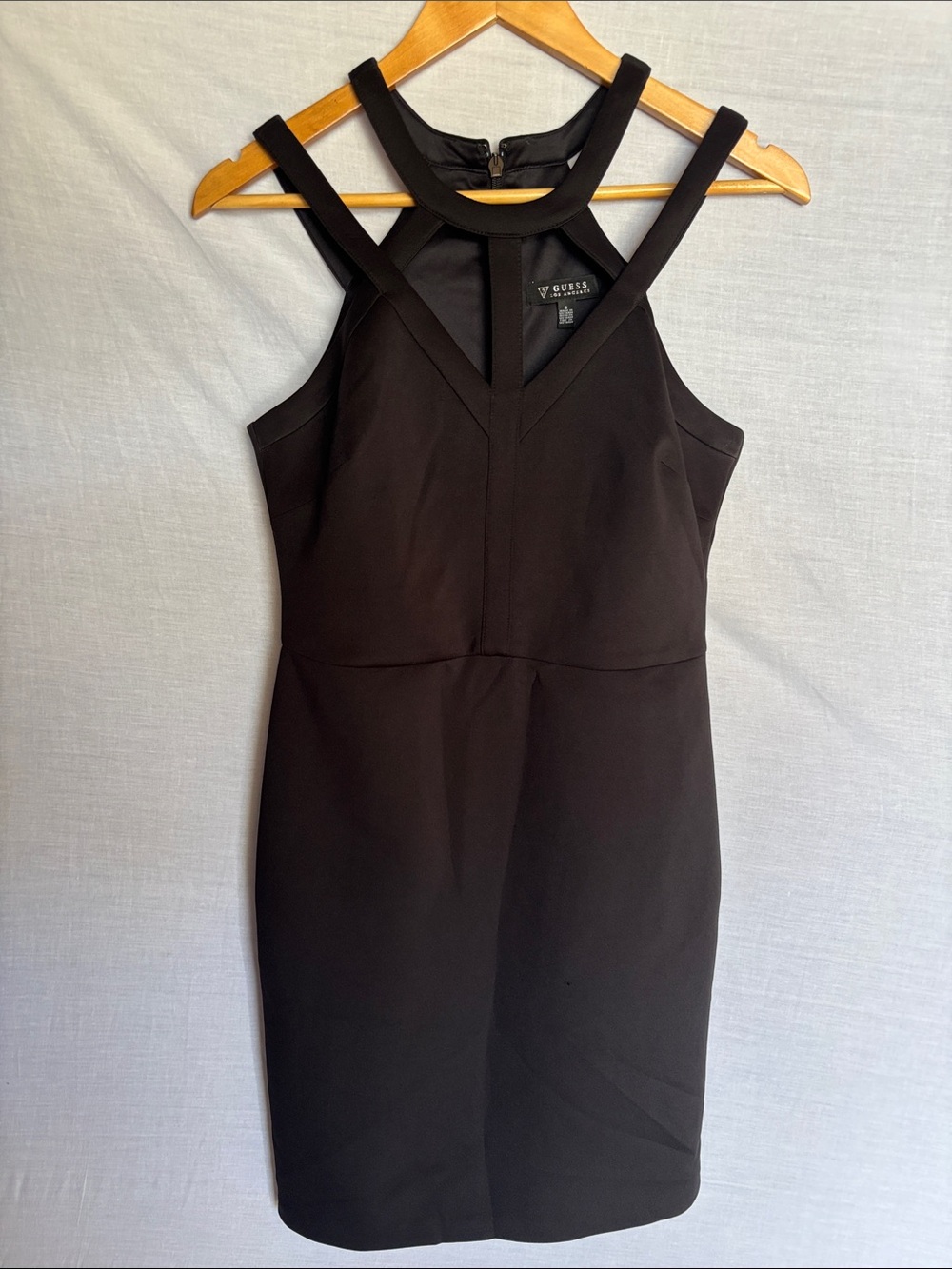 GUESS Black Strappy Halter Sheath Dress